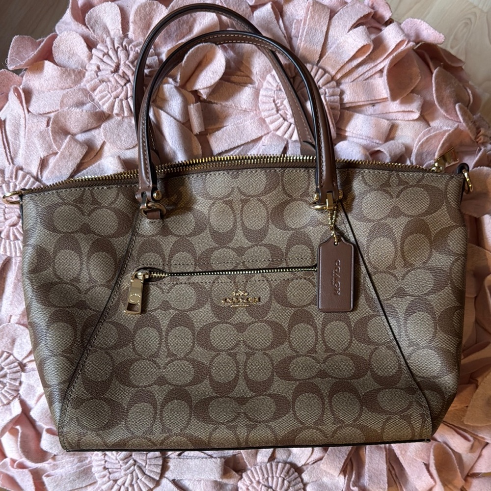 Coach Brown Leather Trim Tote Bag